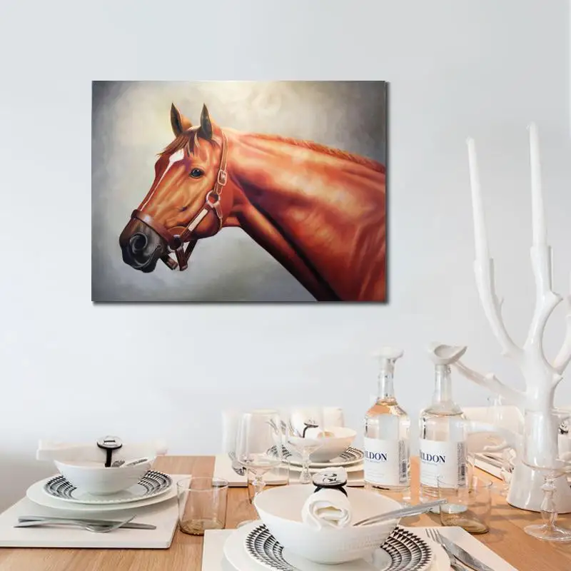 Ручная роспись на холсте масляная живопись лошадью современное настенное