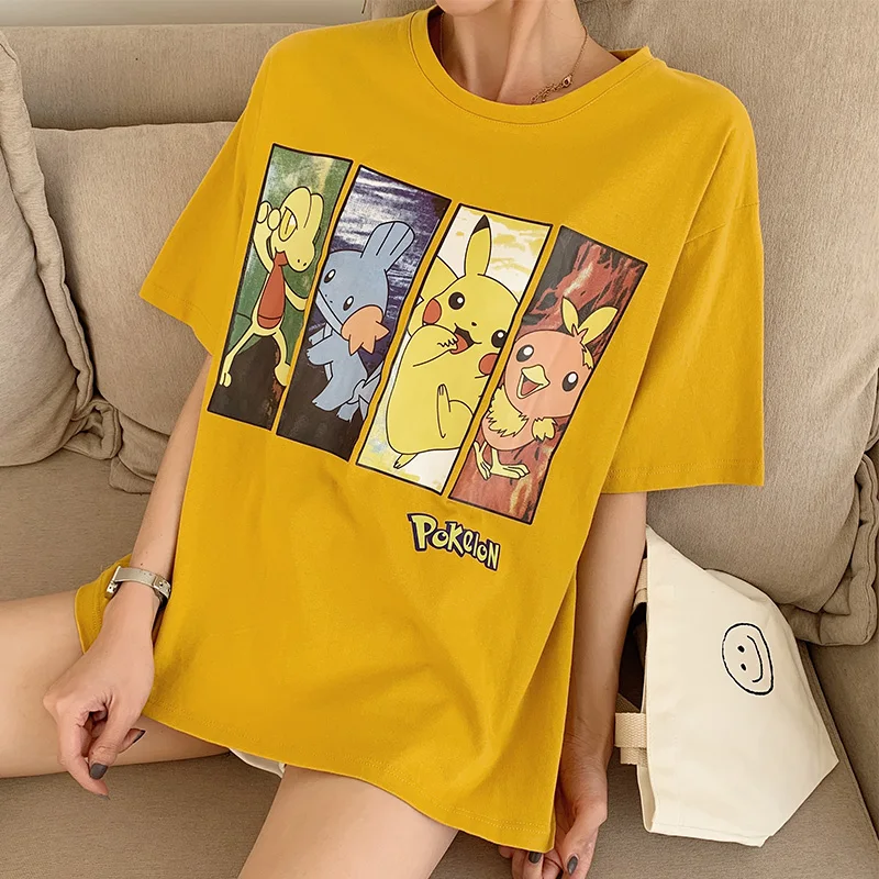 Японская футболка с рисунком Kawaii, летняя свободная футболка с круглым вырезом и коротким рукавом для школьниц, Милая женская уличная одежда в стиле Харадзюку