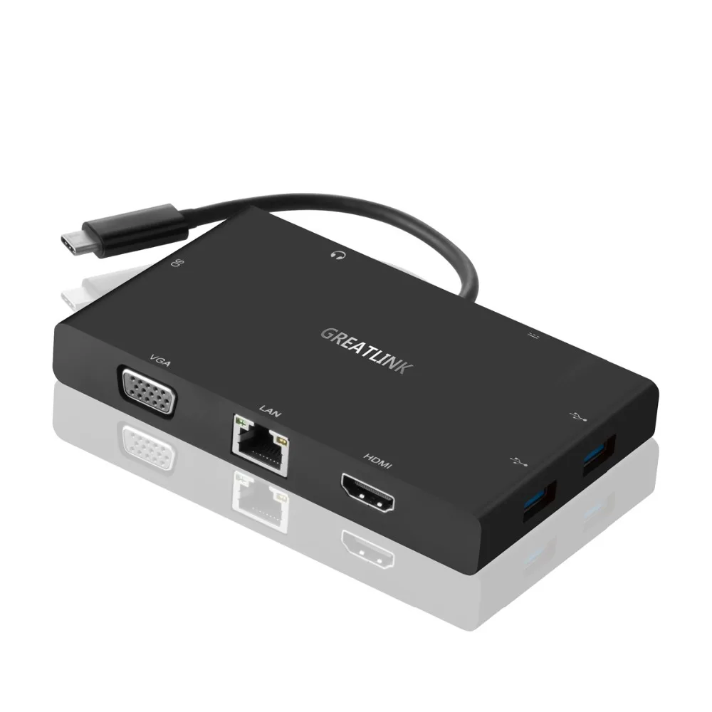 USB C адаптера переменного тока Тип-c кабельный удлинитель AUX VGA в HDMI с разрешением 4 K конвертер Джек 3,5 аудио сплиттер, мм RJ45 USB 3,0X2 Thunderbolt 3 док-станция