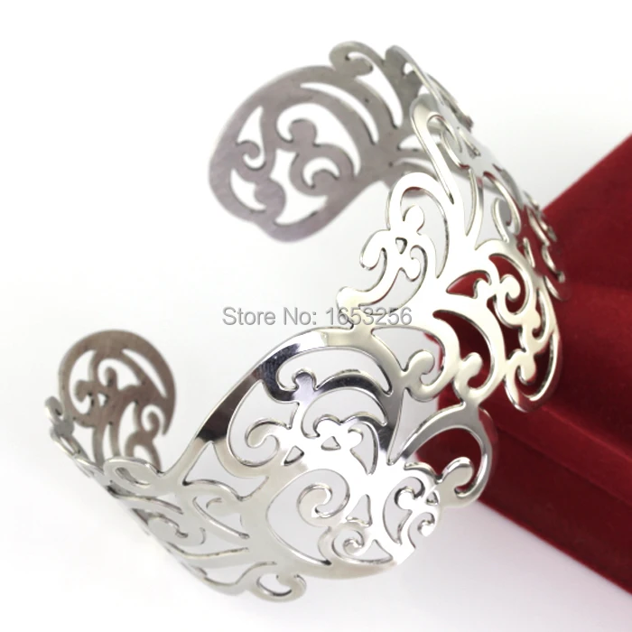 Лучшие подарки полые цветы кружевной дизайн манжета браслет из нержавеющей