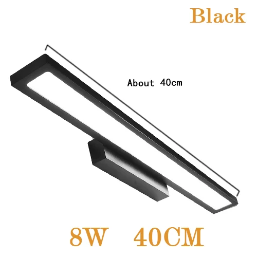 Black 8W 40CM Inimalist светодиодный светильник-зеркало, настенный светильник, современное бра, водонепроницаемое освещение для помещений 8 Вт 12 Вт, домашний декор, макияж, ванная комната, санузел, дуга - Цвет абажура: Black 8W 40CM