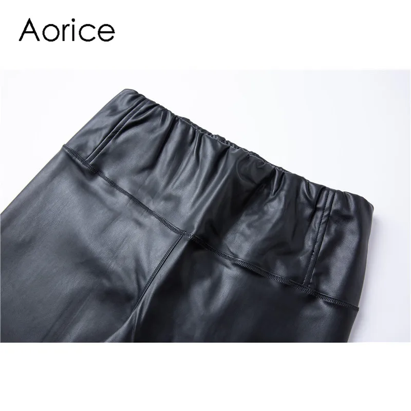 Aorice/кожаные брюки; пикантные Женские брюки из искусственной кожи; Матовый вид; Низкая талия; эластичные черные кожаные узкие леггинсы; qy906