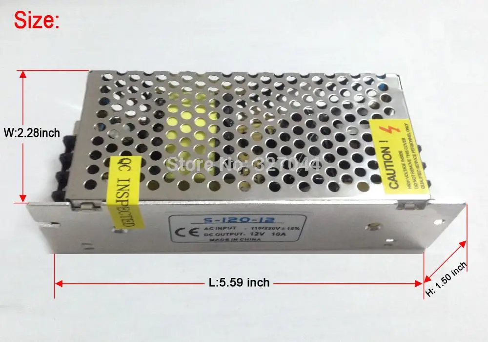 1pcs 12V 10A slim size LED transformer 12v dc switching power supply 120W 100-240V