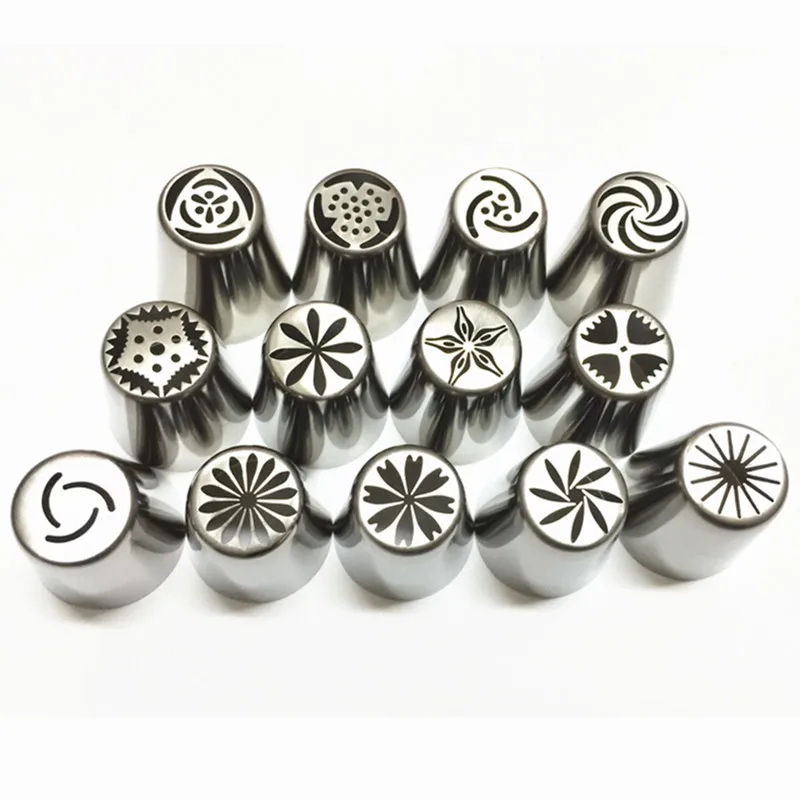 

13PCS/Set Russian Tulip Nozzles For Cake Cupcake Decorating Icing Piping Stainless Steel Russian Rose Flower Cream Pastry Tips