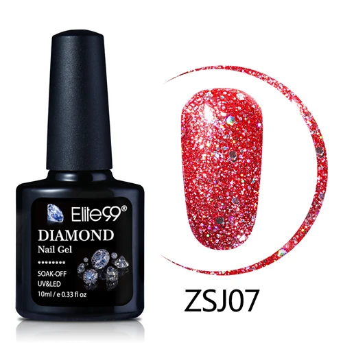 zsj07-10ML Elite99, 10 мл, Алмазный цветной гель для ногтей, УФ светодиодный Гель-лак, блестящий блеск, блестки, впитываемый базовый топ, грунтовка, Гель-лак для нейл-арта, лак - Цвет: zsj07-10ML