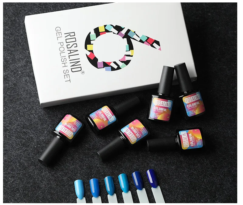 6 шт./лот) ROSALIND 10 мл Гель-лак для ногтей Vernis полуперманентный Чистый Цвет Гель-лак УФ для самостоятельного маникюра Замачивание ногтей искусство