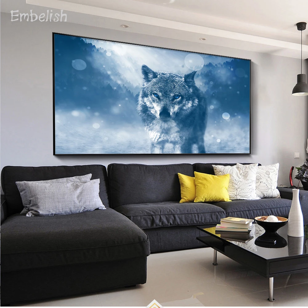 

Embelish 1 Pieces Wolf In Snow Animals Wall Art Pictures For Living Room Modern Home Decor HD Print Canvas Paintings Posters
