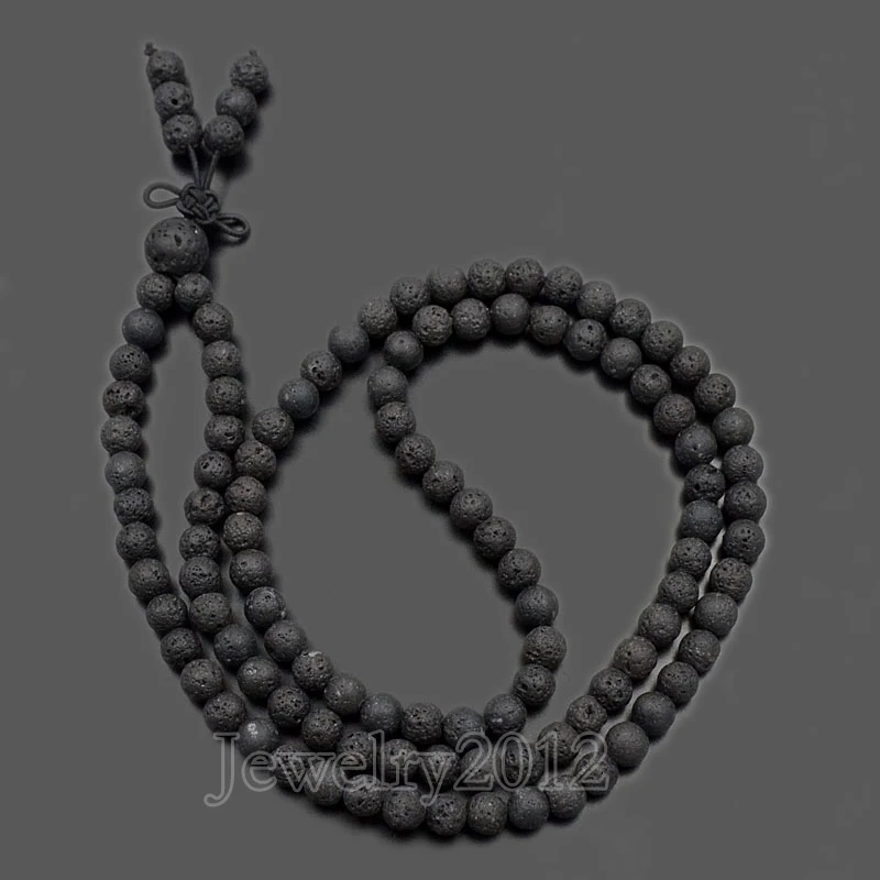 3 шт./лот натуральная черная лава 6 мм драгоценный камень буддийский Йога круглые