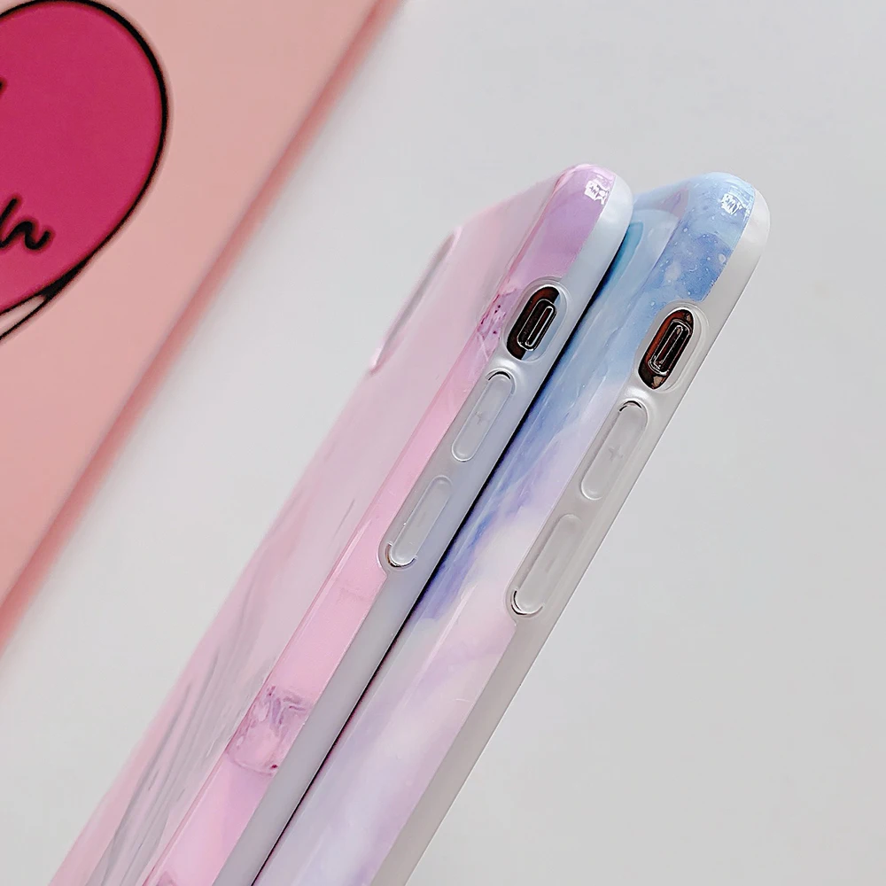 Чехол для телефона LOVECOM для iPhone 11 Pro Max XR XS Max 6 6S 7 8 Plus X милая розовая мраморная мягкая IMD Глянцевая задняя панель в подарок
