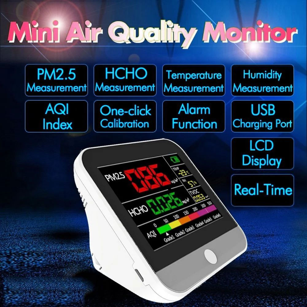 PM2.5 Detector HCHO TVOC Formaldehyde Gas Analyzer Thermometer Hygrometer Temperature Humidity Meter Air Quality Monitor | Инструменты