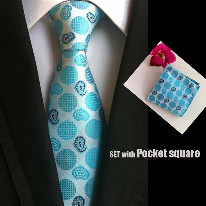 

Модный плетеный галстук 8 см, Официальный галстук, подходящий к платью, рубашка, голубой Пейсли галстук в горошек для мужчин, Свадебный галст...
