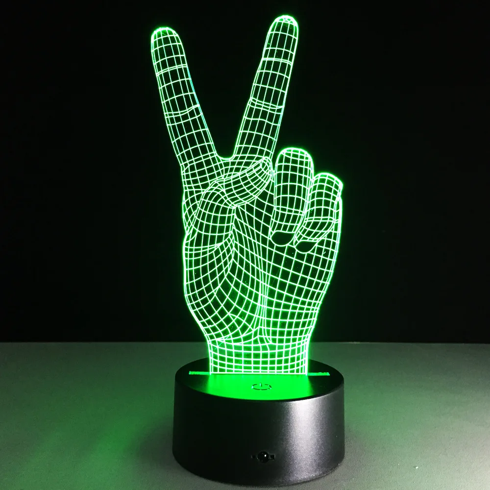3d светодиодный светильник Hand Victory цветная сенсорная визуальная лампа украшение