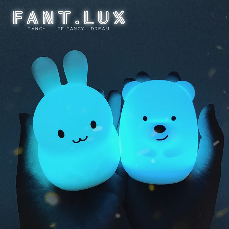 Красочные животных Силиконовые Мягкий светодио дный светодиодный ночник для