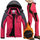 Водонепроницаемый лыжный костюм, Женская лыжная куртка и брюки, женские зимние уличные штаны для катания на горных лыжах, сноуборде, внутренняя Флисовая теплая куртка
