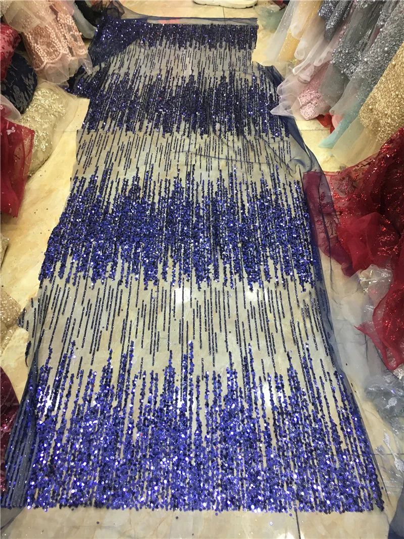 5 ярдов клееная блестящая кружевная ткань на продажу Вышивка сетчатый материал