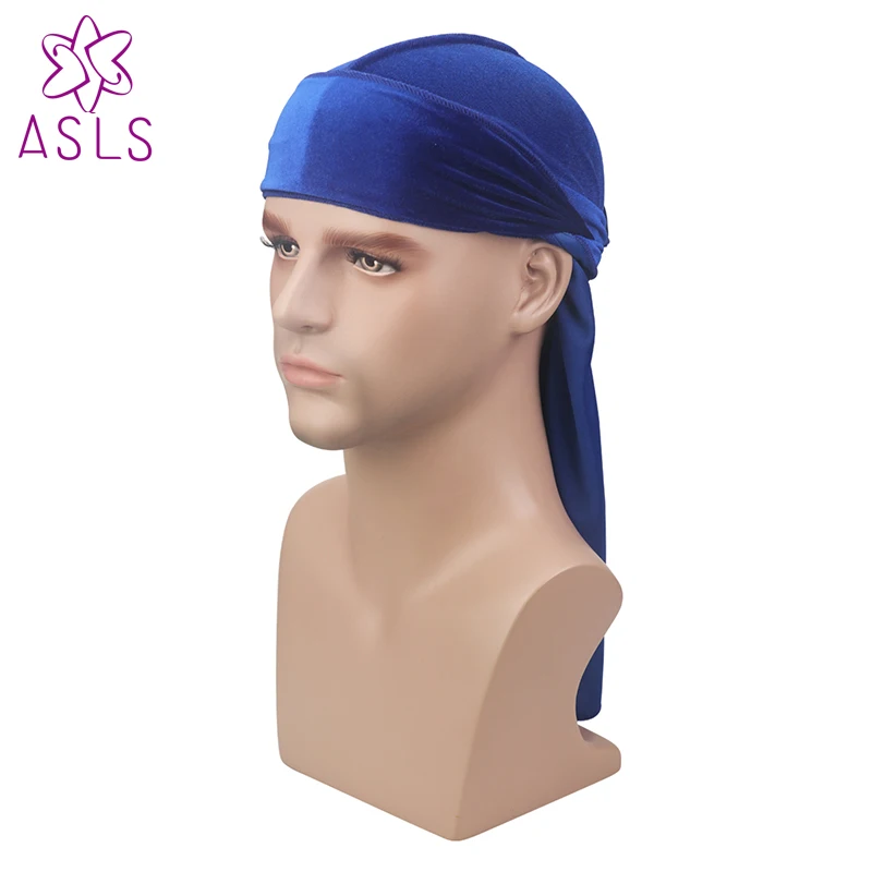Новые роскошные для мужчин пространство бархат Durags Бандана тюрбан шляпы парики Doo Durag Байкер удлиненные бретели для нижнего белья стежка снаружи Durags
