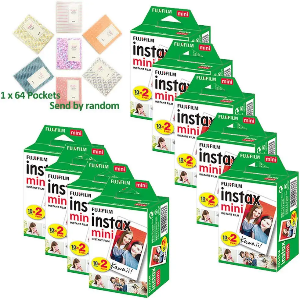 180 Sheet Пленка Fujifilm Instax Mini 20-200 листов Mini 8 белая фотобумага для камеры моментальной печати FUJI Mini 9 7s 25 70 90+ Бесплатный альбом - Цвет: 180 Sheet