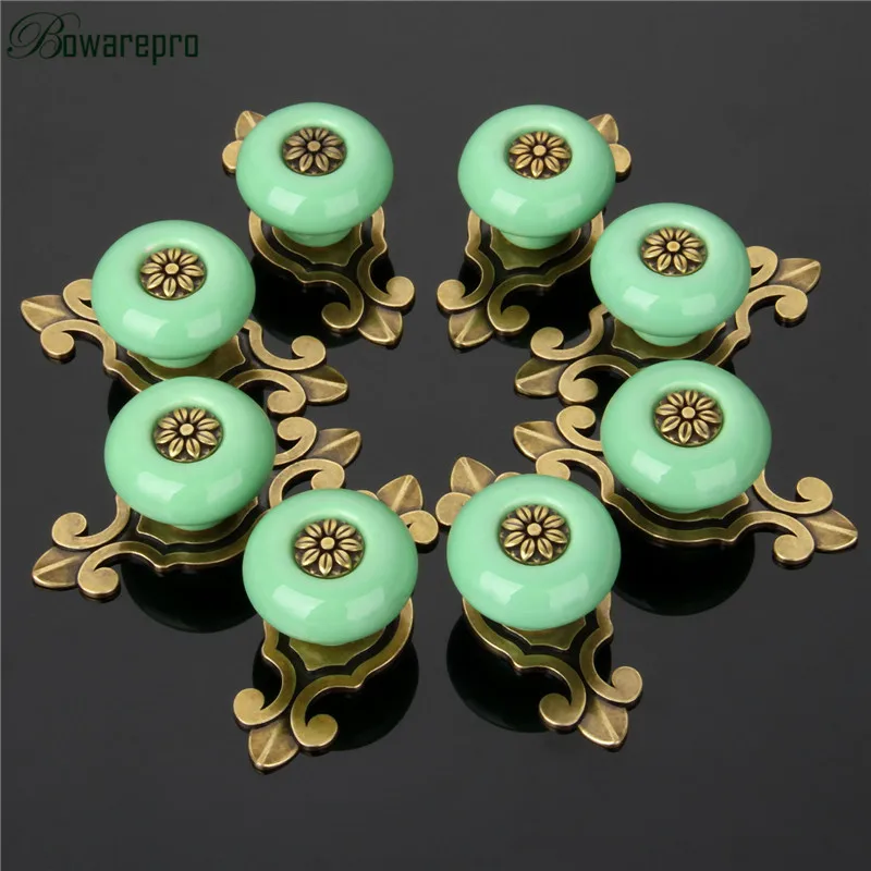 bowarepro 8pcs vintage retro ceramic door knob wardrobe cabinet drawer pull kitchen cabinet handle ceramic cupboard handle hot free global shipping
