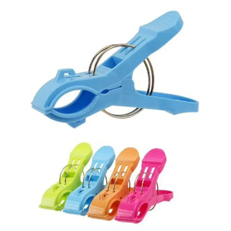 OUNONA 4pcs Laundry Clothes Pins Plastic Hanging Pegs Clips Beach Towel /Quilt | Дом и сад