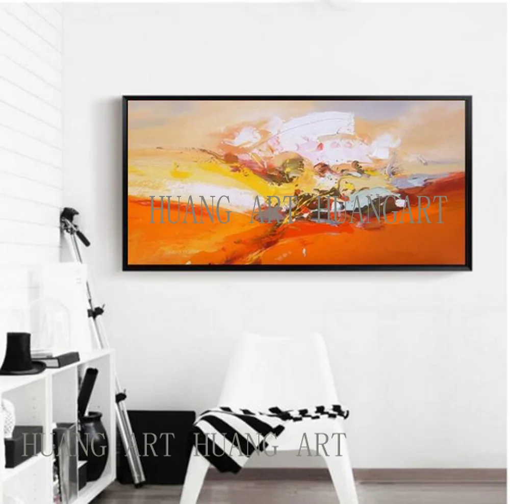 Skilled Artist Hand-painted Large Size High Quality Brown and Blue Colors Abstract Oil Painting for Living Room Decoration | Дом и сад