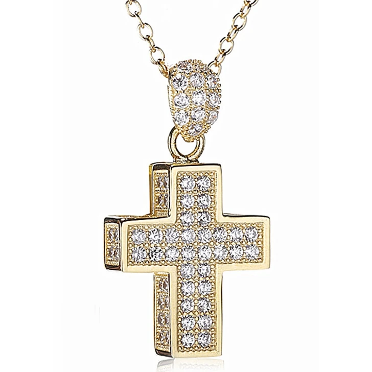 18K Gold Moonmory S925 Стерлинговое серебро крест кулон и ожерелье для женщин роскошный крест кулон с цепочкой для женщин Россия Лидер продаж - Окраска металла: 18K Gold