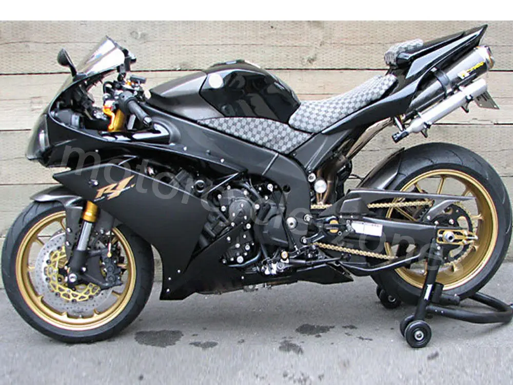 Черный золотой полный набор обтекателей для Yamaha YZF R1 1000 2007-2008 07 08 полная форма для литья под давлением для кузовных работ Пластиковые обтекатели