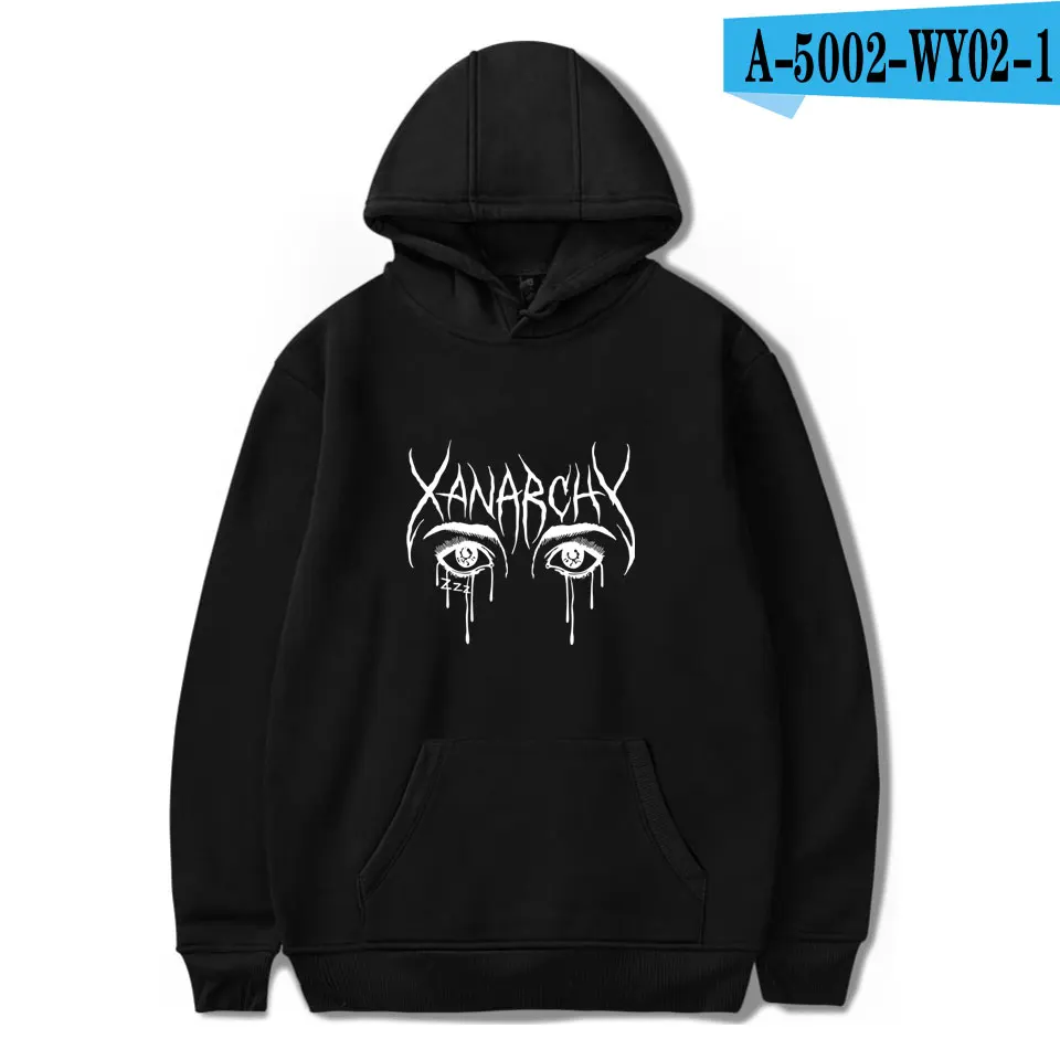Aikooki Lil xan хлопок для мужчин/для женщин толстовки кофты осень весна пуловер Harajuku Xanarchy Lil xan глаза дизайн спортивный костюм пальто - Цвет: black