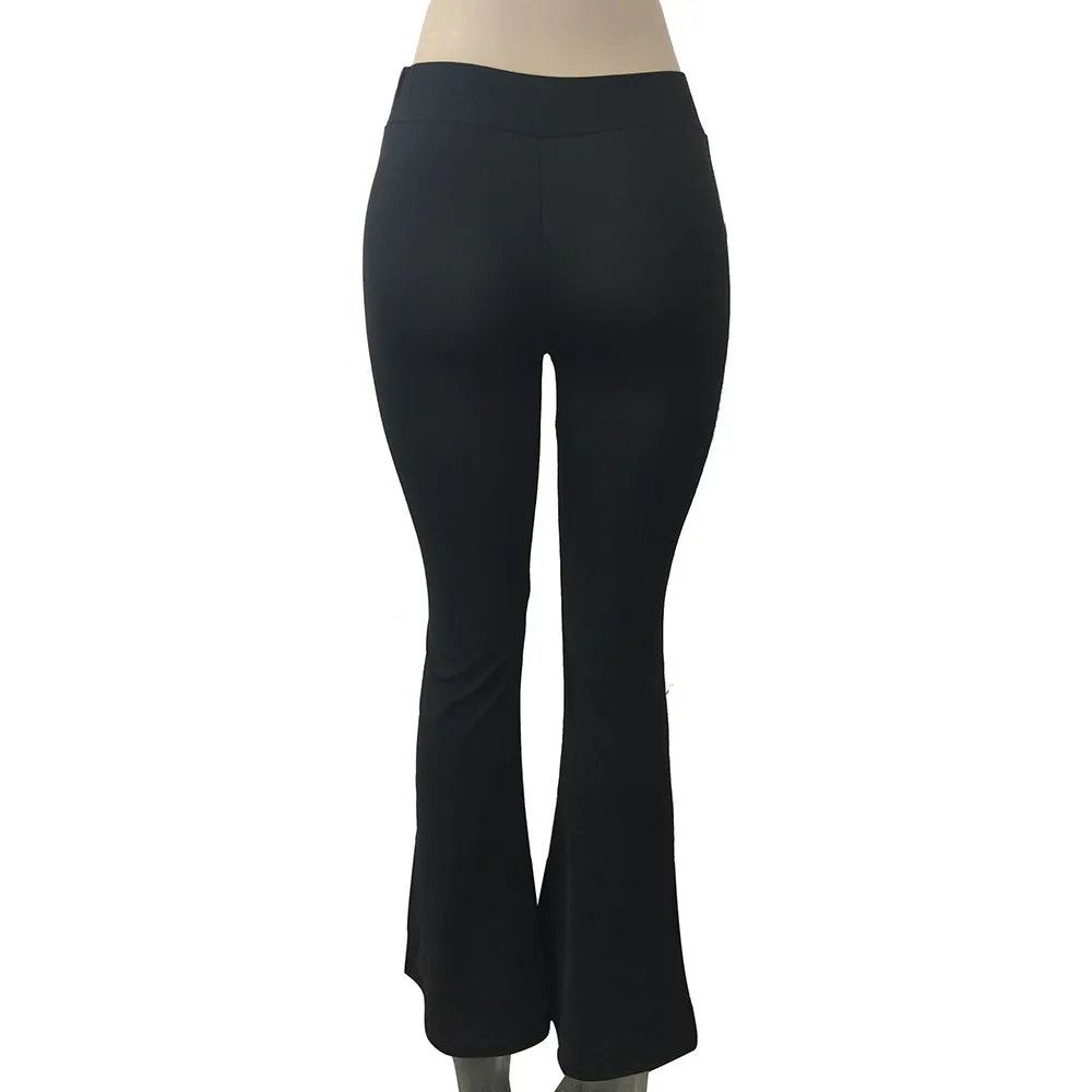

High Waist Women Solid Pants Elastic Loose Woman Wide Leg Pants Spring Autumn Fashion Ladies leginsy damskie Bell-bottoms Pants