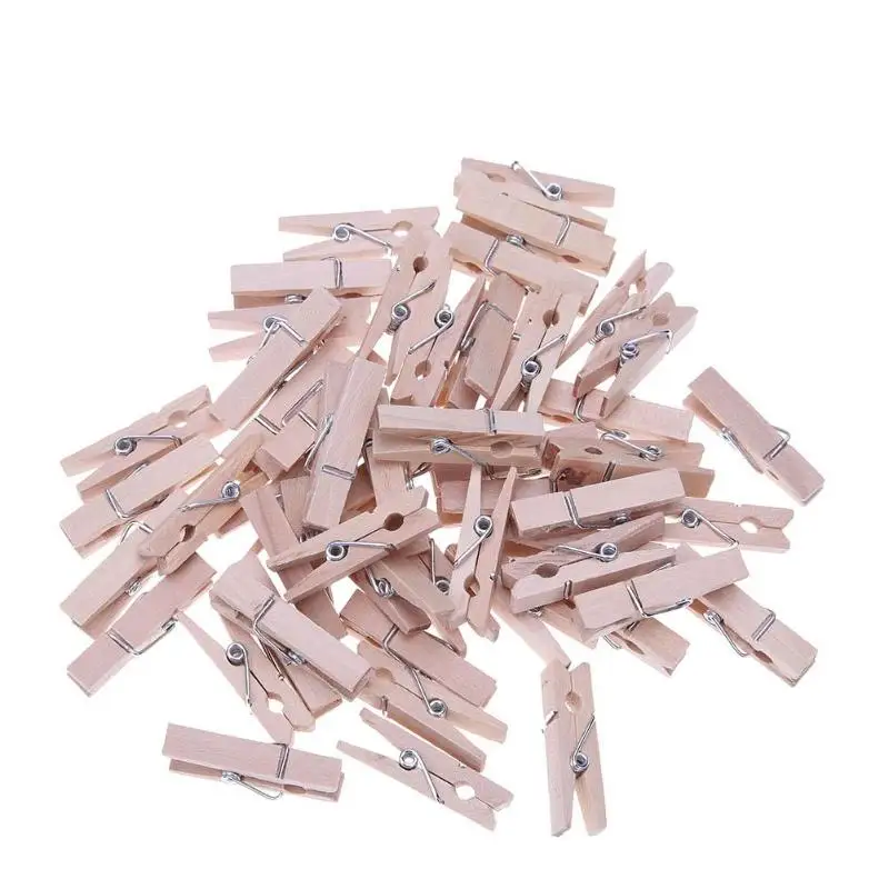 Wooden 50pcs 25x3mm 50 шт. 25 мм/35 мм деревянные зажимы для бумаги декоративные цветные мини поделки памятки DIY одежда Peg мини фото зажимы офисные принадлежности - Цвет: Wooden 50pcs 25x3mm
