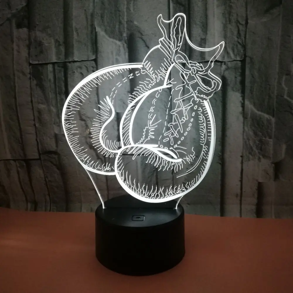 Модель боксерских перчаток светодиодный 3D светильник 7 цветов мигающий с