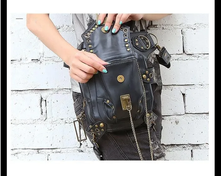 Carteras mujer женская сумка двигатель Ноги Сумка-кобура бедра кобура защищенный кошелек Через Плечо Рюкзак PU кожаный мужской сумка в стиле панк