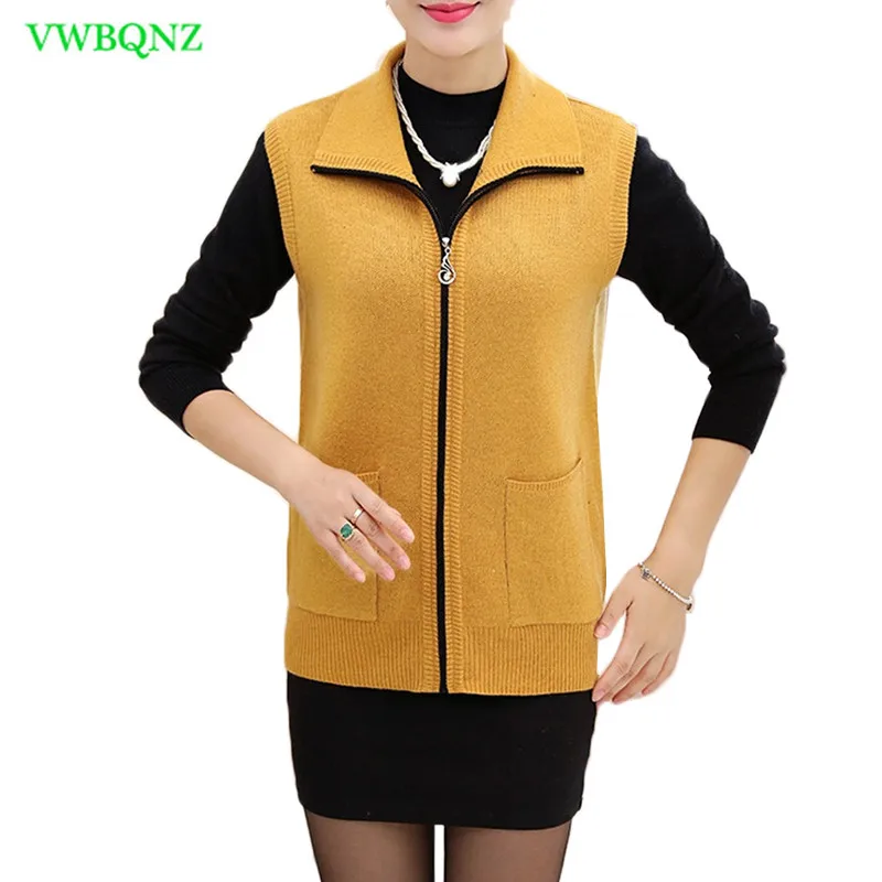 Женский трикотажный жилет среднего возраста Свободный кардиган свободного