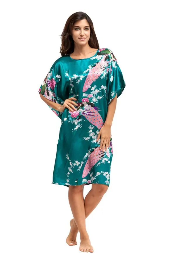 Лидер продаж Драк Зеленый женский халат из искусственного шелка платье