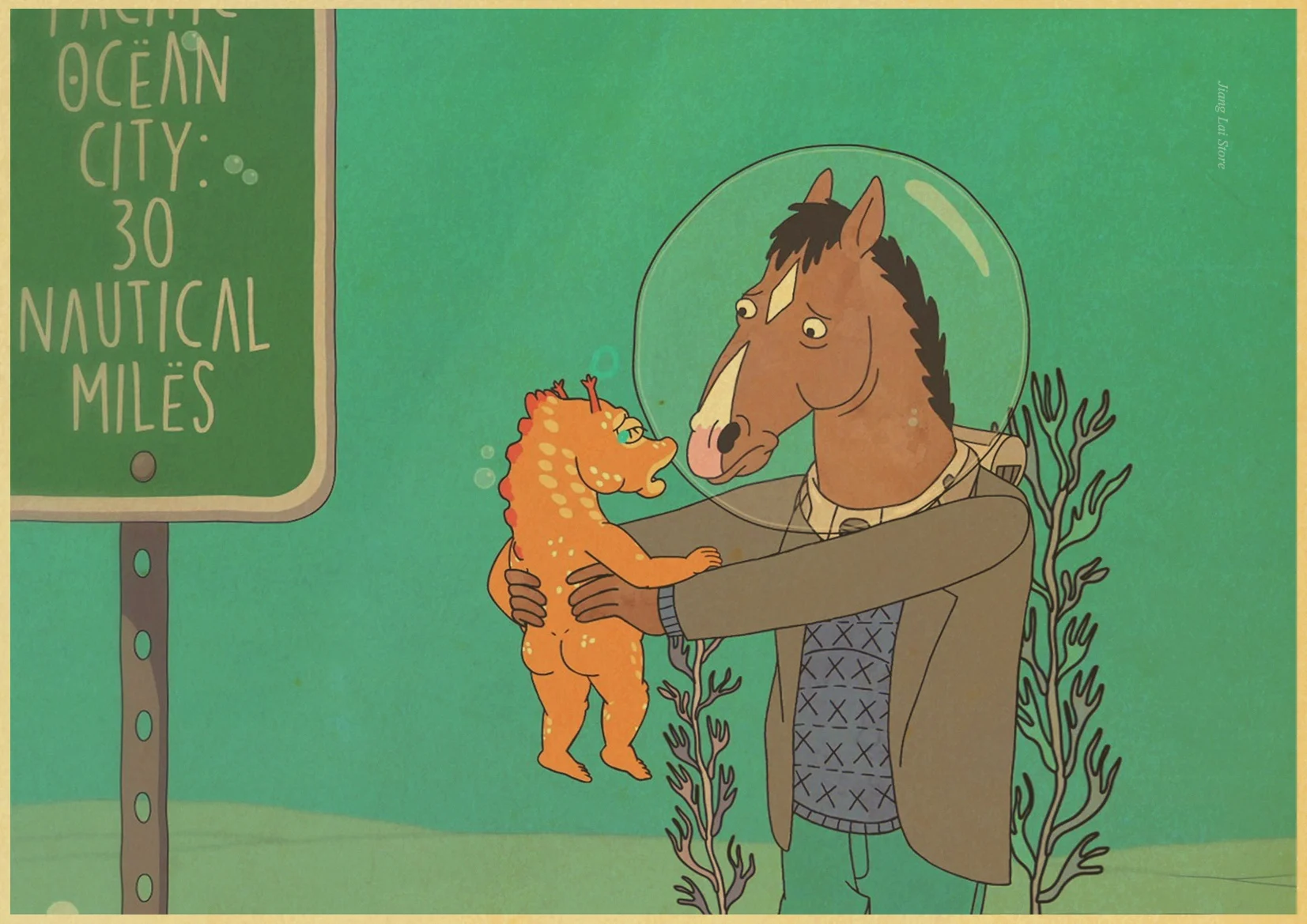 H167 Американский мультфильм аниме BoJack всадник винтажный бумажный плакат настенная живопись украшение дома 42X30 см 30X21 см - Цвет: H167