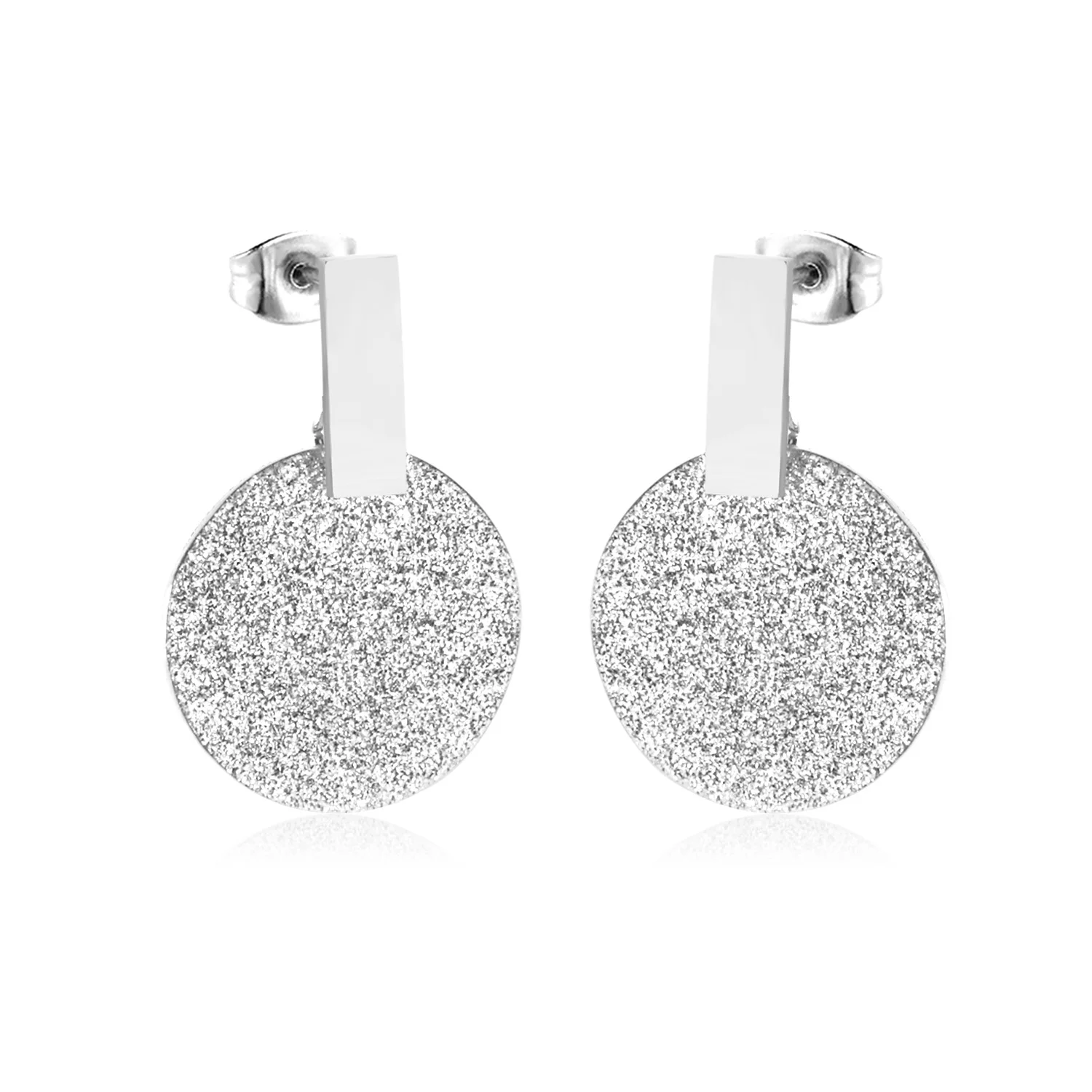 Серьги подвески LUXUSTEEL из нержавеющей стали круглые ювелирные украшения с