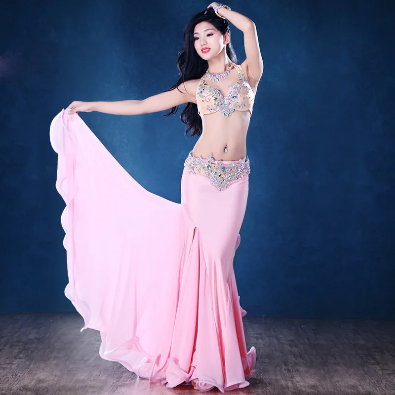 Роскошный бюстгальтер со стразами + ремень длинная шифоновая юбка ожерелье