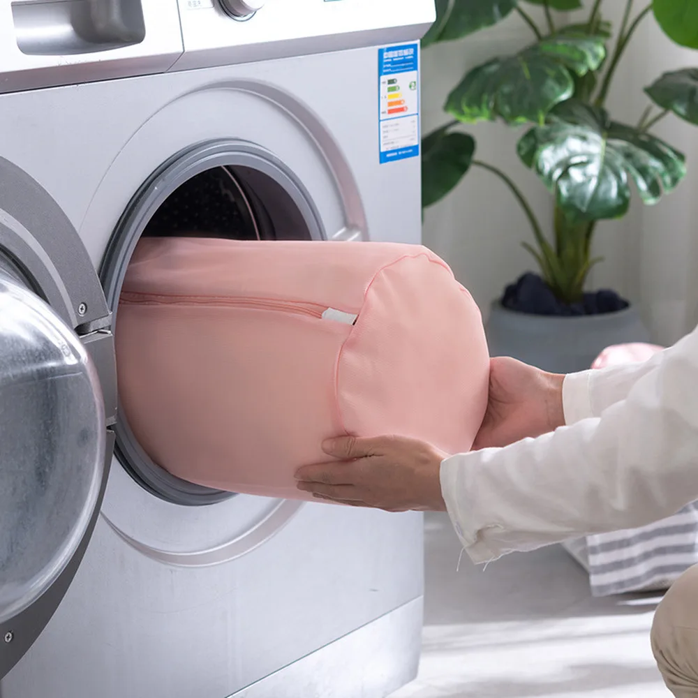 Мелкая сетка мешки для стирки Розовый мешок прачечной молнии бюстгальтер нижнее
