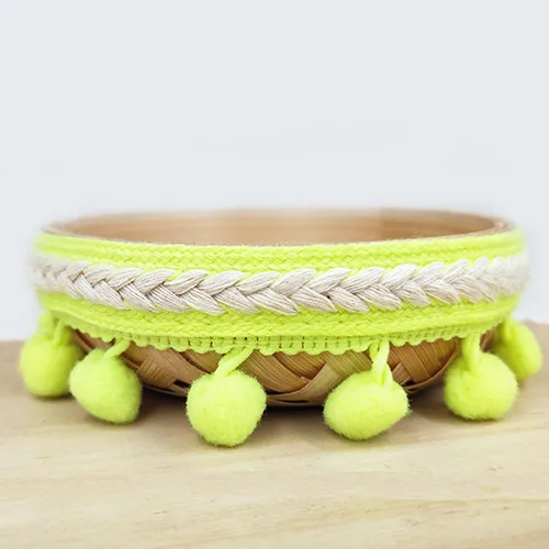 Bright yellow 2 ярда винтажная вышитая лента 1,2 см помпон лента с бахромой Кружево DIY Швейные аксессуары украшения принадлежности - Цвет: Bright yellow