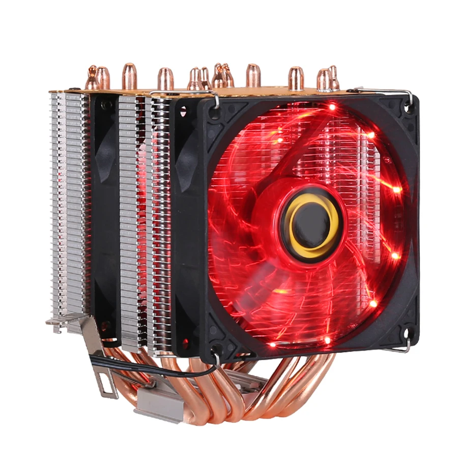 6 тепловой трубы RGB Процессор радиатор охлаждения 3PIN 4PIN 2 вентилятор для intel 1150 1155