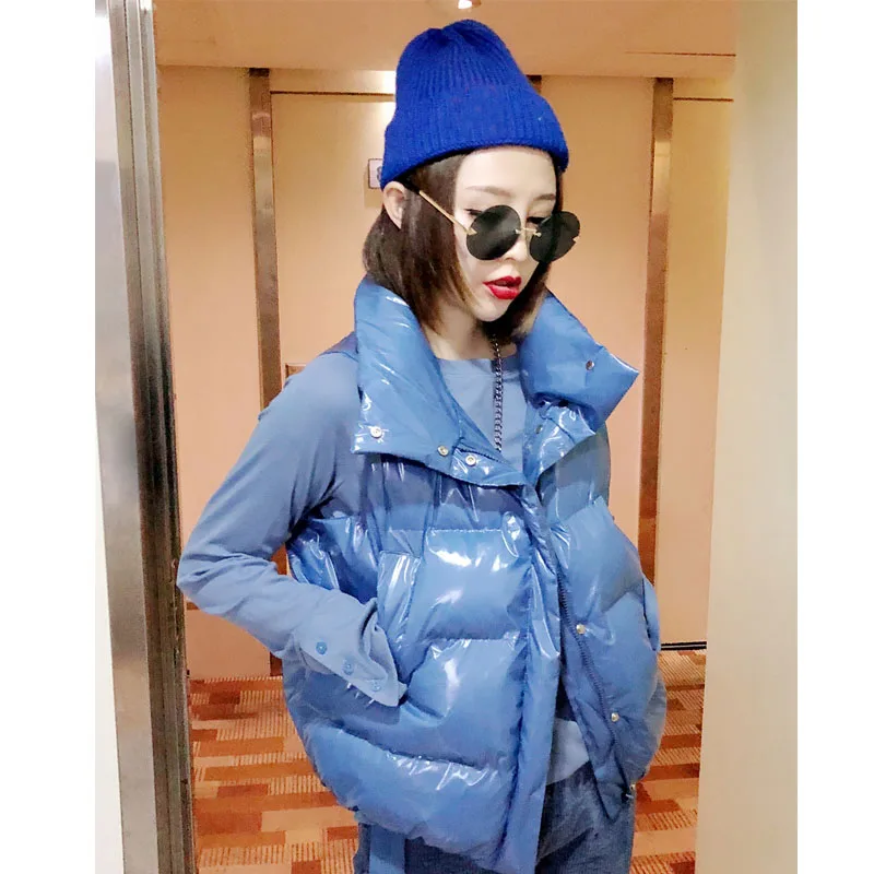 Blue Синий яркий цвет пуховое хлопковое пальто жилет женский хлопковый жилет женские s парки зимняя короткая куртка Женские s парки Chaleco Mujer A451 - Цвет: Blue