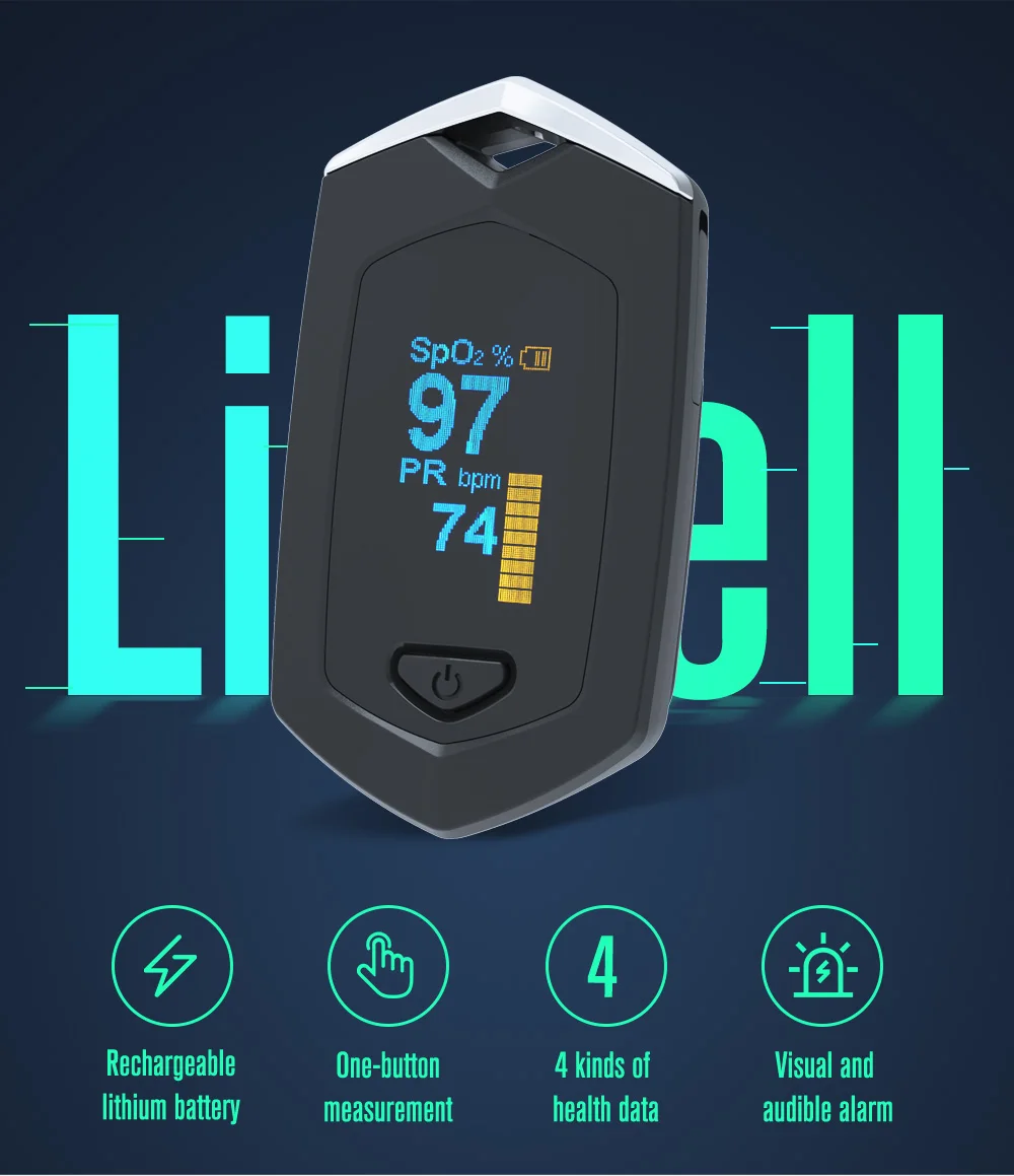 Yomker Medical Sport Finger Pulse Oximeter Portable oximeter Real-time data sport Blood Oxygen Saturation Rechargeable SPO2