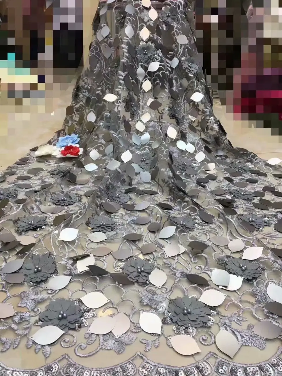 Мода Сари Европа французские кружева 3D блестки африканская кружевная ткань с цветочной вышивкой кружева ткани высокого качества Свадьба YYZ26823
