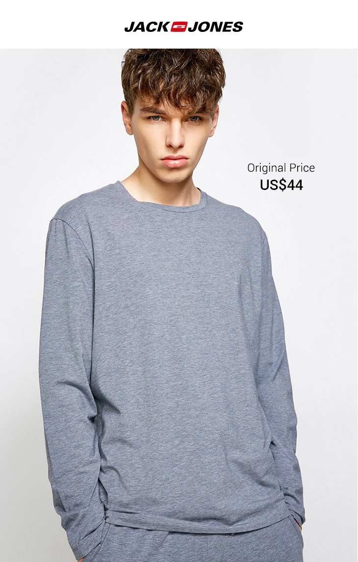 JackJones Весна Осень Мужчины круглый воротник с длинными рукавами Топы домашняя одежда | 2183HE504