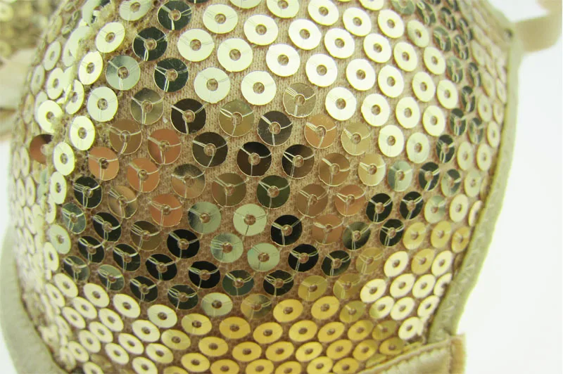 Женский бюстгальтер расшитый блестками с пуш ап и глубоким v образным вырезом