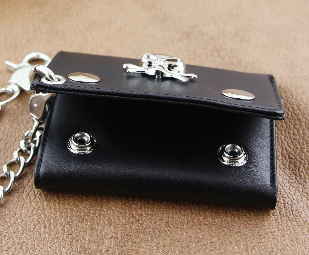 Мужской Байкерский бумажник Дальнобойщик из натуральной кожи брюки с черепом и