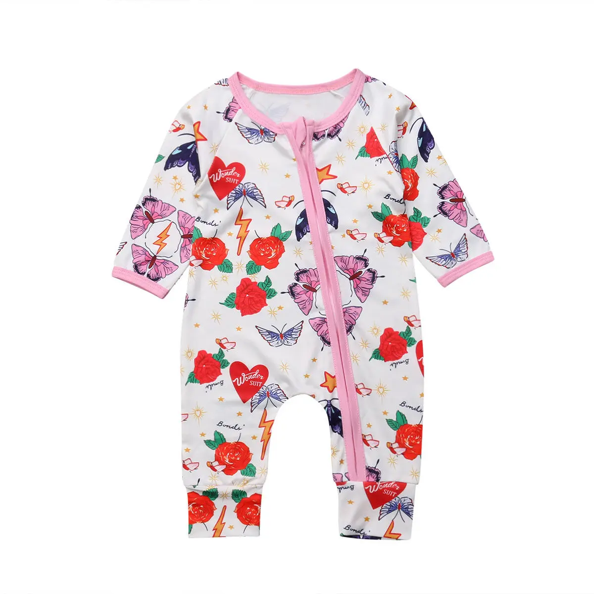 Baby One piece цветок ползунки для маленьких детей с длинными рукавами девочек