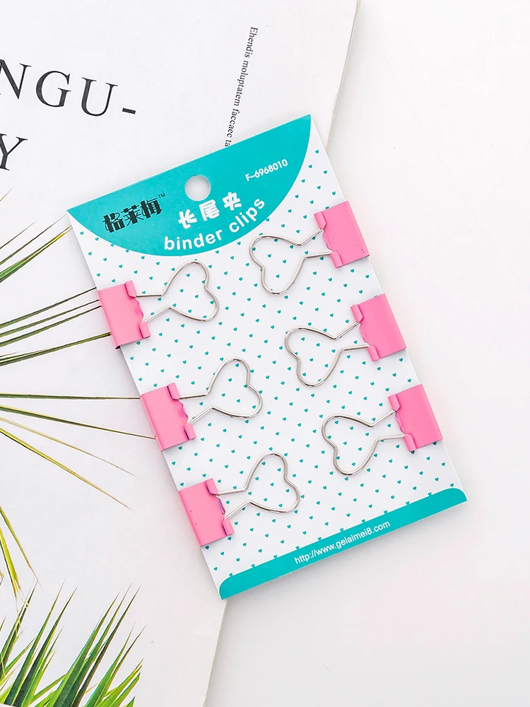6 шт. милые кавайные розовые скрепки с сердечками для скрепок тестовые бумаги