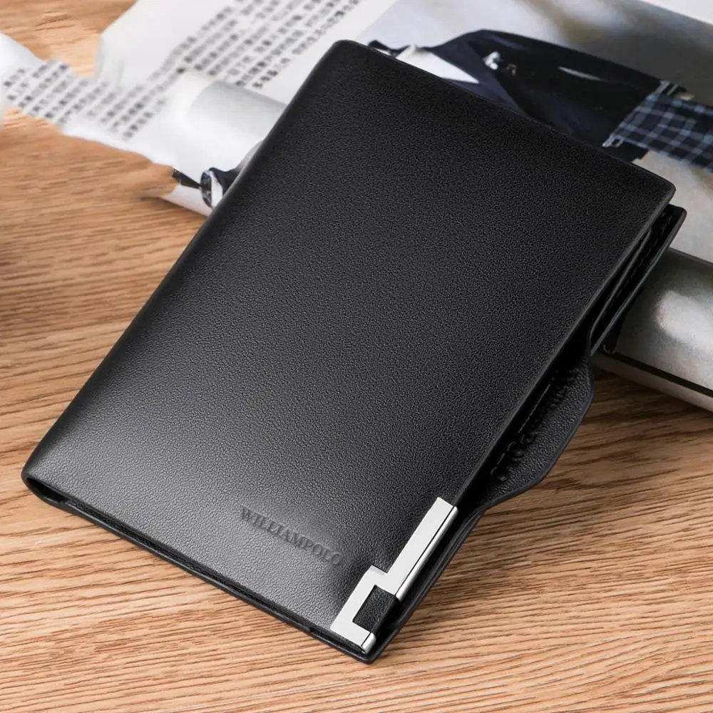 WilliamPOLO Wallet Men Genuine Leather Bifold Wallet Brand Fashion Short Design Purses Male Gift ID Credit Card Holder Purses