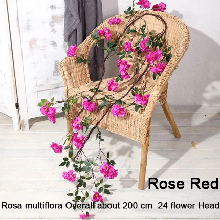 Rosa Rose Red 200cm Xuanxiaotong сиреневые искусственные цветы лоза Магнолия цветок розы из ротанга для весны свадебная АРКА аксессуары подвесная настенная гирлянда - Цвет: Rosa Rose Red 200cm