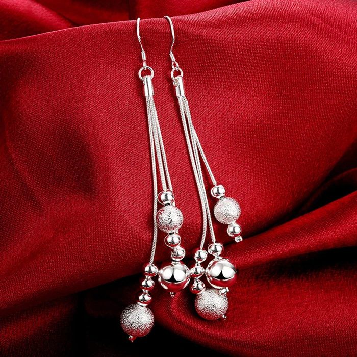 FANALA Long Tassel Earrings Women Fashion Silver Plated Beads Drop Hook Dangle Party Jewelry pendientes oorbellen | Украшения и